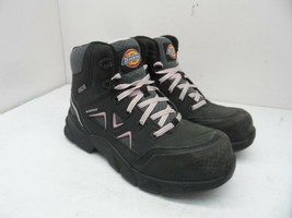 Dickies Women&#39;s Mid-Cut Avis Steel Toe Waterproof Work Boots Grey/Pink Size 6.5M - $42.74