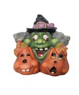 Vintage Halloween Votive Candle Witch Pumpkin Jack Lantern Silly - £13.69 GBP