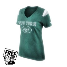 An item in the Sports Mem, Cards & Fan Shop category: New York Jets Nike NFL Women's V-Neck Football "Jersey style" Shirt NEW Large