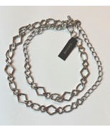 Cache Silver-Tone Geometric Link Necklace 33–39” NWT Statement Chain - €11,68 EUR