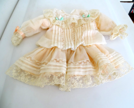 Vintage 70&#39;s Peach Color Drop Waist Part Dress w/Bloomers for Medium Size Doll - £30.89 GBP