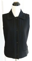 Harve Benard COLLECTION Smooth Black Wool Blend Vest w/ Stitched Hems (10) - £15.33 GBP