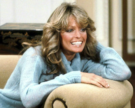 Charlie&#39;s Angels Farrah Fawcett in blue sweater as Jill smiling 24X36 Poster - £23.97 GBP