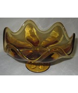 Vintage Viking Amber Glass  Six Petal Compote Pedestal Bowl  - $21.80