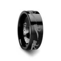 Dinosaur T-Rex Tyrannosaurus Prehistoric Paleo Flat Black Tungsten Ring ... - £192.83 GBP