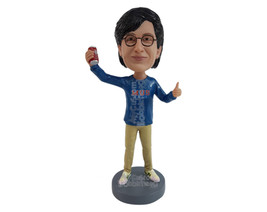 Custom Bobblehead Man Holding Soda In Hand And Giving Thumbs Up - Leisure &amp; Casu - £69.98 GBP