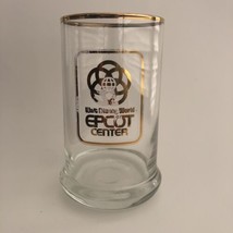 Disney Epcot World Center Glass Beer Mug Stein Drinking Glass Gold Trim 5” - £12.82 GBP