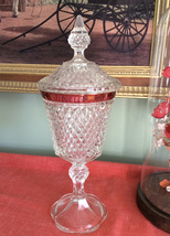 Antique Kings Crown Ruby Glass Tall Compote - £37.74 GBP