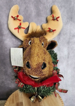 Vintage Kurt Adler Christmas Singing Moose Head Plush Wall Mount Motion Activate - $34.99