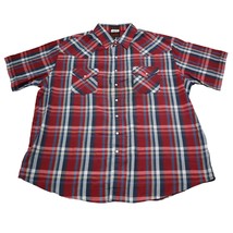 Plains Shirt Mens 2X Red Blue Striped Big Man Western Wear Pearl Snap Button - £14.89 GBP
