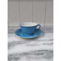 Noritake Gold Rim Blue Teacup &amp; Saucer Set, Art Deco Hand Painted, Vtg Tea Cup - £9.18 GBP