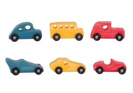 6 WOOD TOY CAR LOT Bug Bus Truck Dragster Race &amp; Classic Cars Set AMISH ... - $2,213.07 MXN