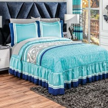 Malaga Geometric Bedspread 4 Pcs King Size 100% Microfiber - £86.16 GBP