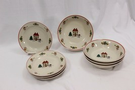 Joy of Christmas 4 Bread Plates + 4 Bowls Lot of 8 Xmas - $12.73