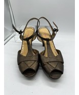 9 M Gianni Bini Gold Metallic Strap Sandal High Heel Open Toe Platform S... - €14,92 EUR