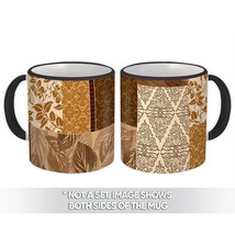 Tracery Pattern : Gift Mug Leaves Vintage Damask Autumn Fabric Decor For Father  - £12.70 GBP
