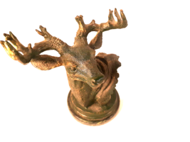 Vintage Cast Iron Elk/Deer Statue on a Black Marble Base, Faux Bronze Finish - £31.03 GBP