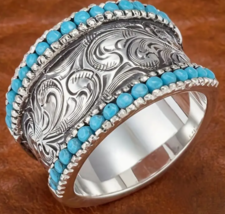 Turquoise Silver Ring Size 8 Western  image 2