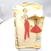 Vintage Sewing PATTERN Simplicity 1743, Girls 1950s Blouse Skirt and Pants - $12.60