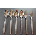 Vintage OHS17 Greek Key (STAINLESS) by ONEIDA SILVER 4 Teaspoons 2 Salad... - $29.69