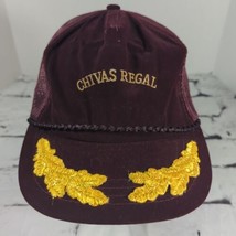 Chivas Regal Vintage Snapback Trucker Hat Scrambled Eggs Maroon Rope Velour - $29.69
