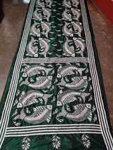 Dark green hand made katha stitch saree on blended Bangalore silk for woman - £80.42 GBP