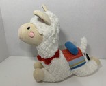 FAO Schwarz plush white llama alpaca stuffed animal multicolored striped... - $12.86