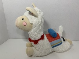 FAO Schwarz plush white llama alpaca stuffed animal multicolored striped ears - $12.86