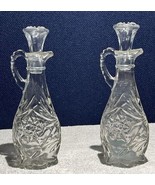2 Vintage 1960&#39;s Anchor Hocking Prescut Oil &amp; Vinegar Cruets With Stoppers - $14.85