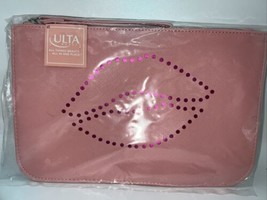 ULTA LIPS LIGHT PINK WITH METALLIC ACCENTS ZIPPER POUCH COSMETIC POUCH - £7.82 GBP