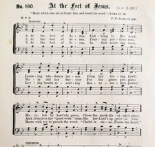 1883 Gospel Hymn At The Feet Of Jesus Sheet Music Victorian Religious AD... - $14.99