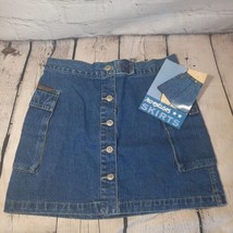 Vtg 90s No Excuses Denim Womens Jean Mini Skirt Button Wrap 7/8 Girl Gear Pocket - £16.75 GBP