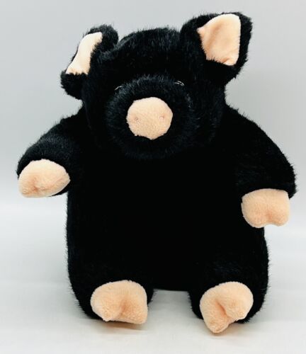 Manhattan Toy Company Black Pig Plush Curly Tail Stuffed Animal 9 inch 1999 - $23.36