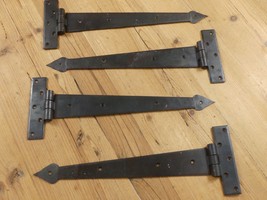 4 LARGE Strap T Hinges 15&quot; Tee Hand Forged In Fire Barn Rustic Medieval ... - $69.99
