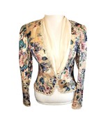 Vintage 80s Womens Sz Small Satin Floral Jacket Cottage Core - £29.70 GBP