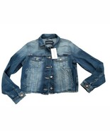 NWT Women&#39;s Calvin Klein Sz Medium Denim Jacket STRETCH Frayed Hem New W... - $650.61 MXN