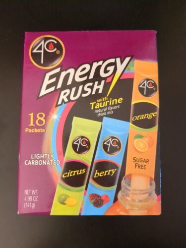 4C ENERGY RUSH VARIETY PACK WITH TAURINE SUGAR FREE 18-COUNT SAME-DAY SHIP