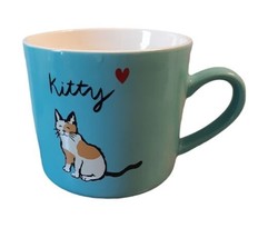 Opalhouse Opal House Stoneware Kitty Cat Heart Coffee Mug Teal Blue 14 oz - £18.67 GBP