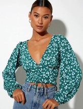 Motel Rocks Romina Top In Floral Field Green (MR8) - £18.09 GBP