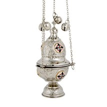 Nickel Plated Christian Church Thurible Incense Burner Censer (377 N) - $75.81