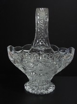 VINTAGE CUT LEAD CRYSTAL BASKET/ VASE DIAMOND, FILE, ETCHED FLOWERS - £31.17 GBP