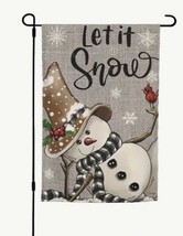 Grey Let It Snow Snowman ~ Holiday ~  Garden Flag ~ 12&quot; x 18&quot; ~ NEW! - £9.51 GBP