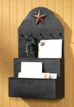 Star metal mail Organizer with key hooks in Black - £29.89 GBP