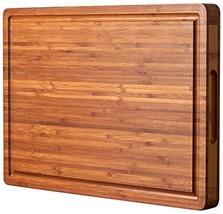Bamboo Wood Cutting Board for Kitchen 1&quot; Thick Butcher Block Cheese Char... - £37.63 GBP