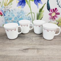 Corning Corelle Burgundy Rose Coffee Mugs Cups D Handle Lot of 4 Vintage - £14.71 GBP