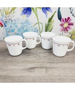 Corning Corelle Burgundy Rose Coffee Mugs Cups D Handle Lot of 4 Vintage - $20.00