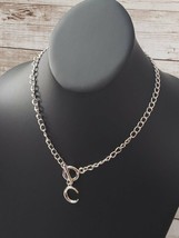 Moon T-Bar Chain Statement Necklace Silver Tone - New - £11.18 GBP
