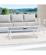 Crown Aluminum Teak Outdoor Coffee Table - White &amp; Gray - $4,453.27 MXN