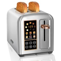 Toaster 2 Slice, Stainless Steel Bread Toaster With Lcd Display And Touc... - £67.26 GBP