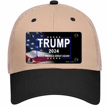 Trump 2024 Flag | Black Novelty Khaki Mesh License Plate Hat - £22.83 GBP